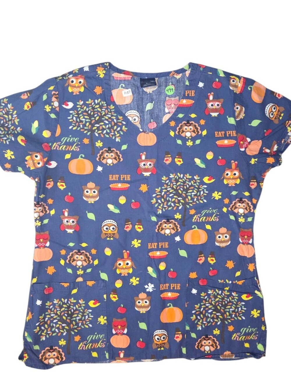 Zoe And Chloe Thanksgiving Scrub Top